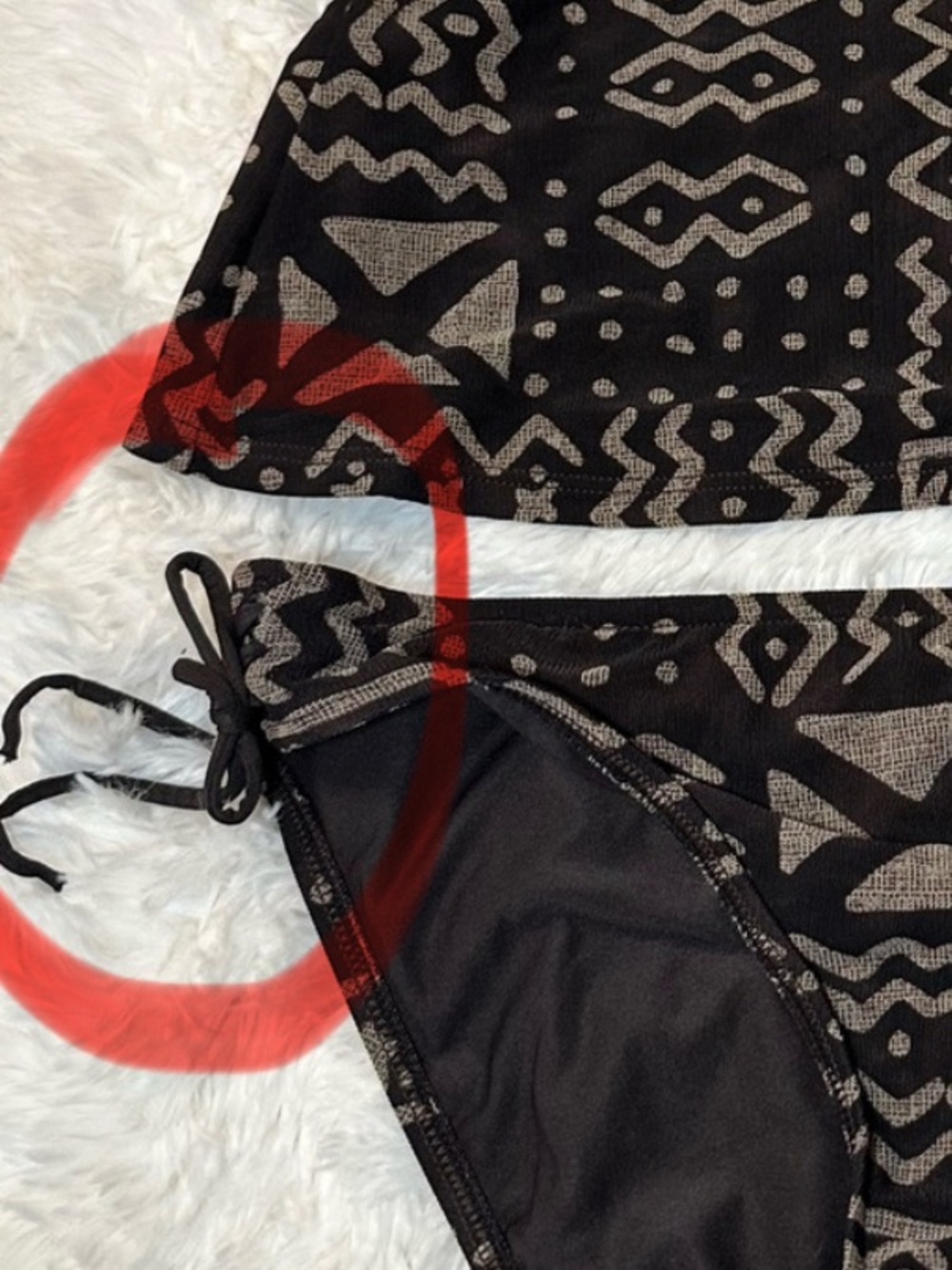 Ralph Lauren Tribal Print Tankini Swim Set Side Tie Brown Tan M Est - Picture 16 of 16